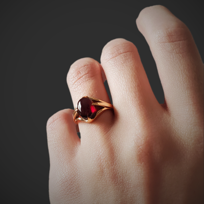 Ring on Hand, Vampire, Vampire Ring, Blood Ring, Garnet, Witch Ring, Sterling Silver Ring, Silver Ring, White Gold Ring, Gold, Magic Ring, Fantasy Ring, Large Stone Ring, Solid Gold Ring, Eldridge Jewelry