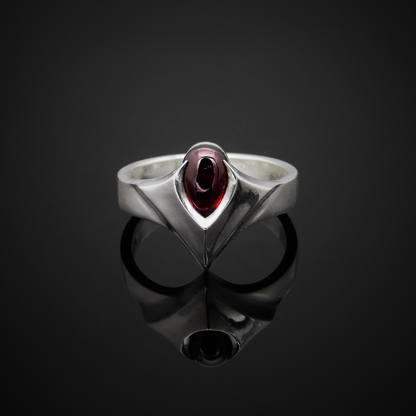 Sterling Silver ring, Vampire Ring, Garnet Stone, White Gold, Gold, Vampire, Magic Ring, Fantasy Ring