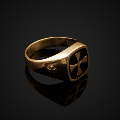 Templar Ring, Yellow Gold Ring, Gold, Magic Ring, Fantasy Ring, Historical Ring, Cross Ring, Solid Gold Ring, Eldridge Jewelry