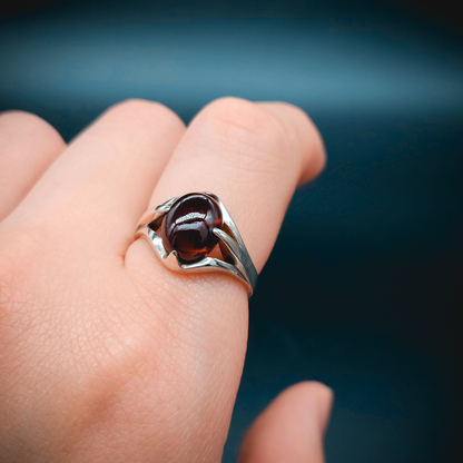 Ring on Finger, Vampire, Vampire Ring, Blood Ring, Garnet, Witch Ring, Sterling Silver Ring, Silver Ring, White Gold Ring, Gold, Magic Ring, Fantasy Ring, Large Stone Ring, Solid Gold Ring, Eldridge Jewelry