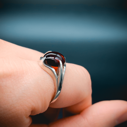 Ring on Finger, Vampire, Vampire Ring, Blood Ring, Garnet, Witch Ring, Sterling Silver Ring, Silver Ring, White Gold Ring, Gold, Magic Ring, Fantasy Ring, Large Stone Ring, Solid Gold Ring, Eldridge Jewelry