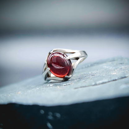 Vampire, Vampire Ring, Blood Ring, Garnet, Witch Ring, Sterling Silver Ring, Silver Ring, White Gold Ring, Gold, Magic Ring, Fantasy Ring, Large Stone Ring, Solid Gold Ring, Eldridge Jewelry