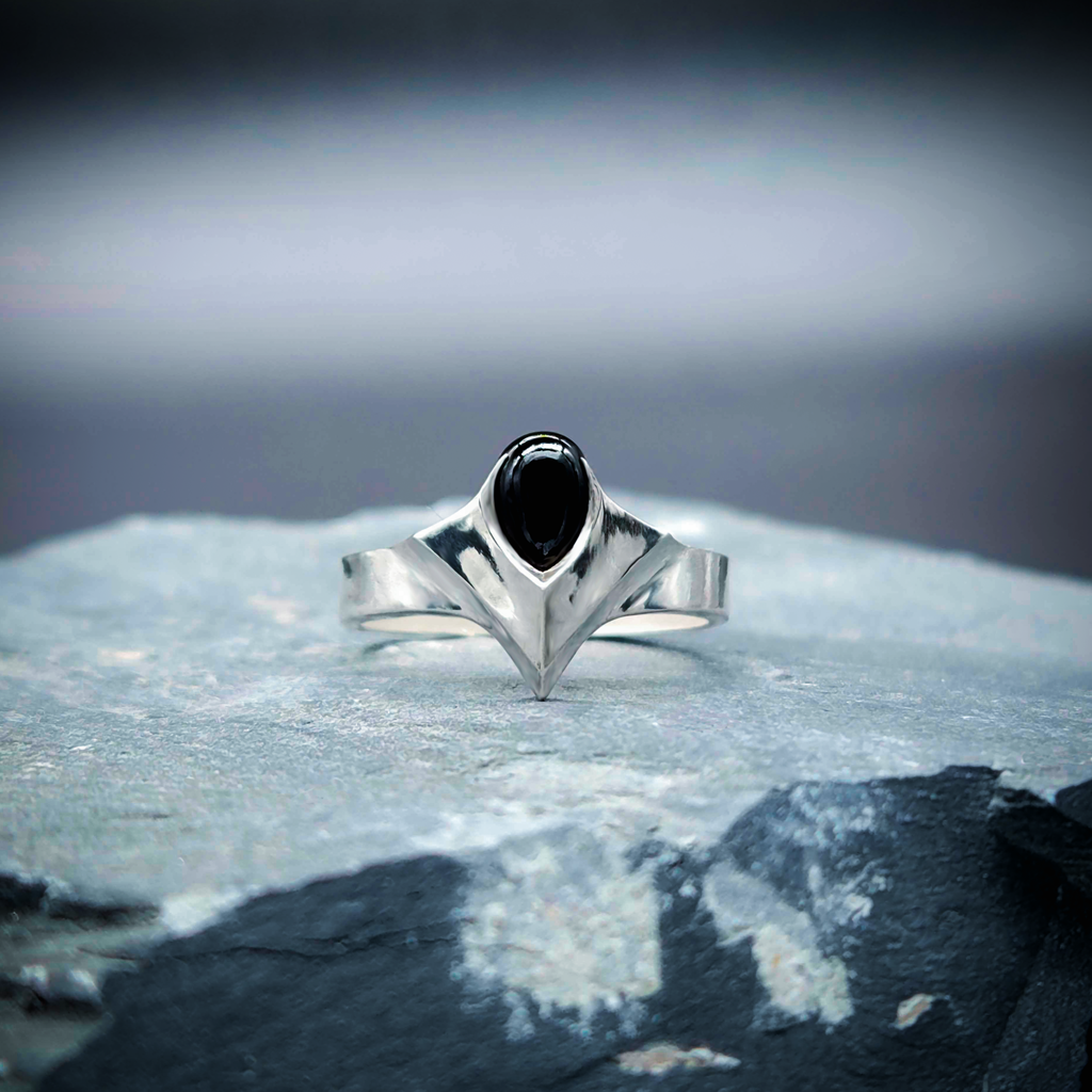 Sterling Silver ring, Vampire Ring, Black Stone, Onyx, White Gold, Gold, Vampire, Magic Ring, Fantasy Ring, Rings for Him, Gifts for Him, Rings for her